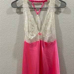 Victoria's Secret Pink and Cream Lace Chemise